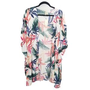 Japna Tropical Floral Kimono Sleeve Cardigan - One Size